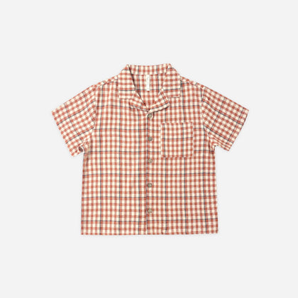 Rylee & Cru Lapel Collar Shirt Poppy Gingham