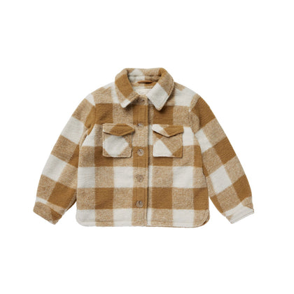 Rylee & Cru Shearling Chore Coat ~ Brass Checker