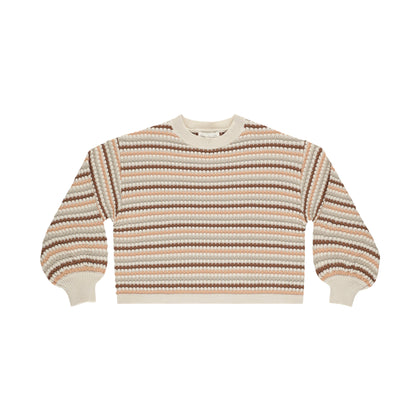 Rylee + Cru Boxy Crop Sweater ~ Honeycomb Stripe