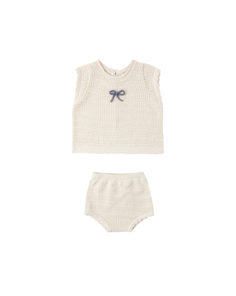 Rylee + Cru Scallop Knit Baby Set ~ Natural