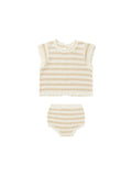 Rylee + Cru Scallop Knit Baby Set ~ Sand Stripe