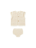 Rylee + Cru Scallop Knit Baby Set ~ Sand Stripe