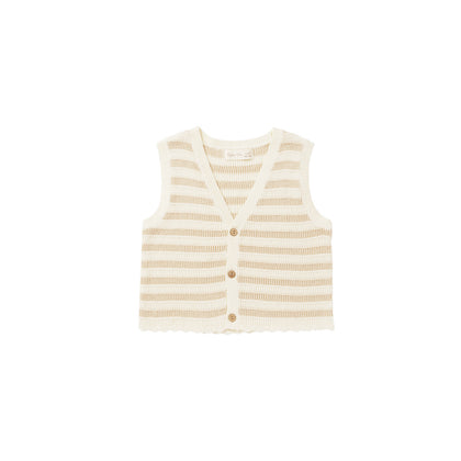 Rylee + Cru Knit Vest ~ Sand Stripe