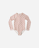 Rylee + Cru Delphine Rashguard One-Piece Cherry Check