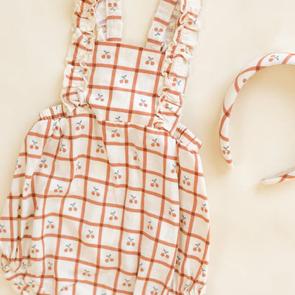 Rylee & Cru Chiara Romper Cherry Check