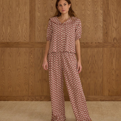 Rylee & Cru Women Ruffle Pajamas ~ Ruby Fleur