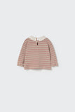 Cozmo Soft Stripes Knit Baby Collar Sweater ~ Silver Pink