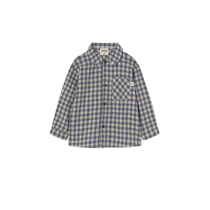 Cozmo Gingham Flannel Baby Shirt ~ Stone