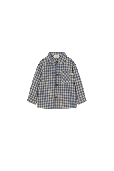 Cozmo Gingham Flannel Baby Shirt ~ Stone