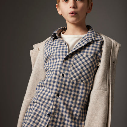 Cozmo Gingham Flannel Shirt ~ Stone Gingham