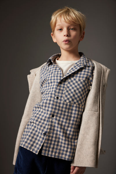 Cozmo Gingham Flannel Shirt ~ Stone Gingham
