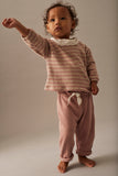 Cozmo Soft Brushed Knit Bow Baby Pants ~ Silver Pink