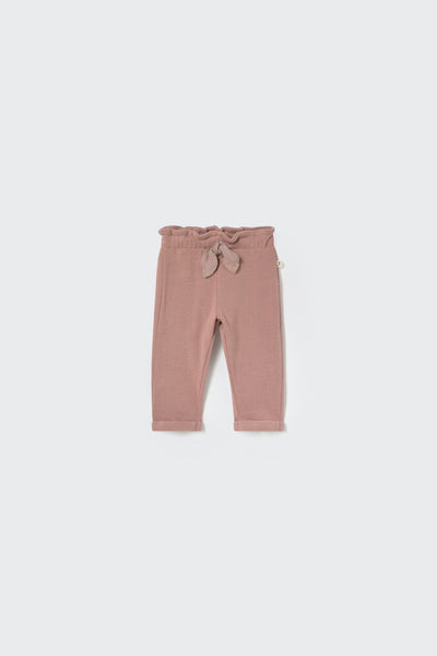 Cozmo Soft Brushed Knit Bow Baby Pants ~ Silver Pink