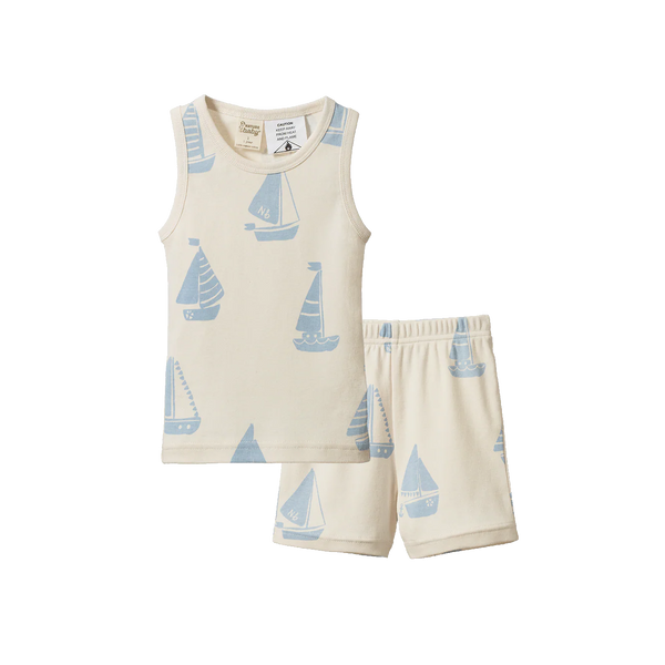 Nature Baby Singlet Pyjama Set ~ Regatta Blue