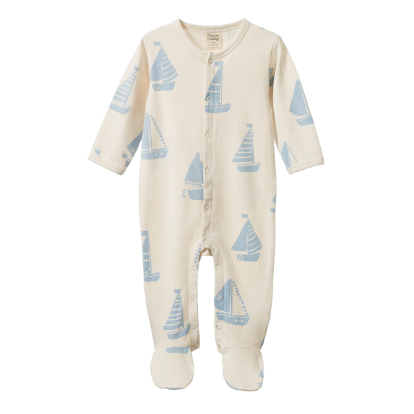Nature Baby Cotton Stretch and Grow ~ Regatta Blue Print