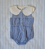 Bonjour Diary Baby Romper ~ Blue Broderie Anglaise