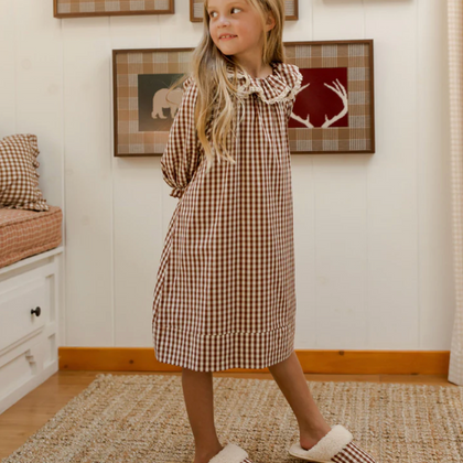 Rylee + Cru Girl's Nightgown ~ Brick Gingham