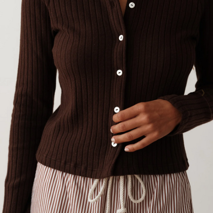 DONNI The Sweater Rib Cardi - Espresso