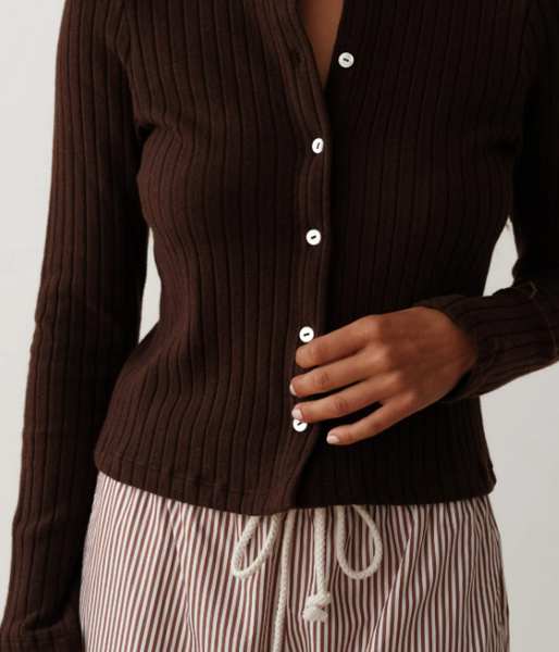 DONNI The Sweater Rib Cardi - Espresso