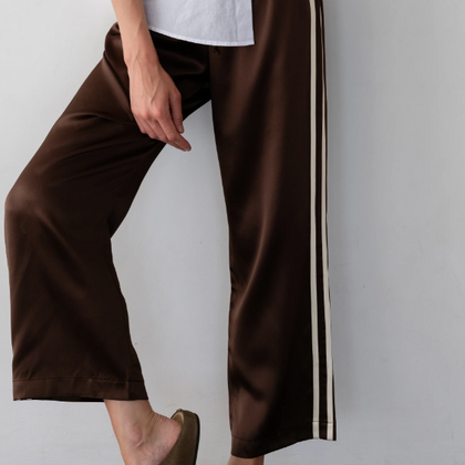 DONNI The Silk Stripe Crop Pant - Espresso