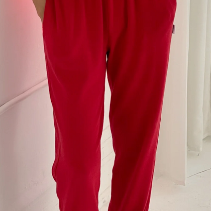 Le Bon Shoppe Pointelle Serene Joggers - Red Apple