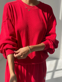Le Bon Shoppe Pointelle Core Sweatshirt - Red Apple