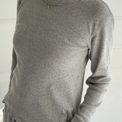 Le Bon Shoppe Pointelle Fundamental Tee - Melange Grey