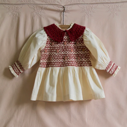 Bonjour Diary Handsmock Blouse ~ Ivory Dot Print