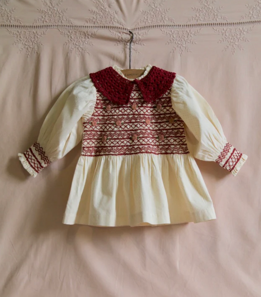 Bonjour Diary Handsmock Blouse ~ Ivory Dot Print