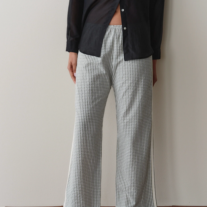 DONNI The Cotton Gingham Stripe Crop Pant ~ Dill
