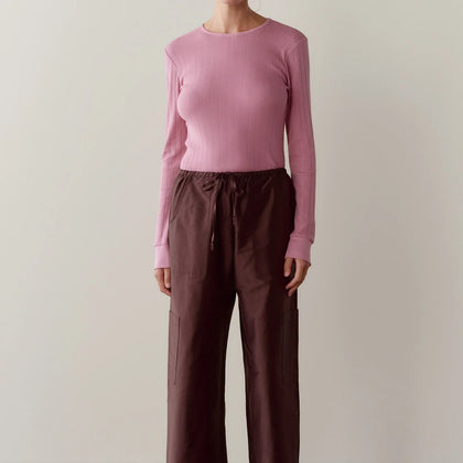 DONNI The Silk Taffeta Cargo Pant ~ Espresso