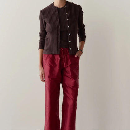 DONNI The Silk Taffeta Cargo Pant ~ Oxblood