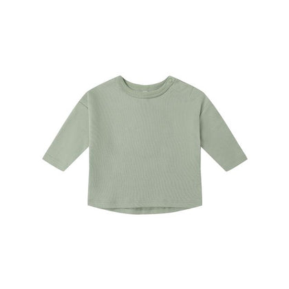 Quincy Mae Long Sleeve Tee & Striped Pant Set ~ Fern