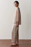 DONNI The Silk Stripe Crop Pant ~ Shitake/Creme
