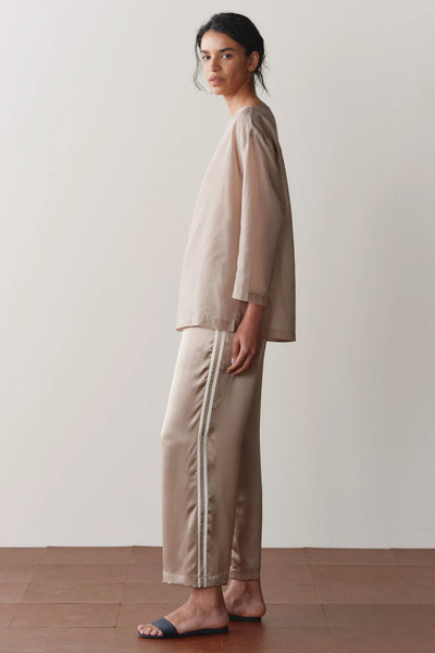 DONNI The Silk Stripe Crop Pant ~ Shitake/Creme