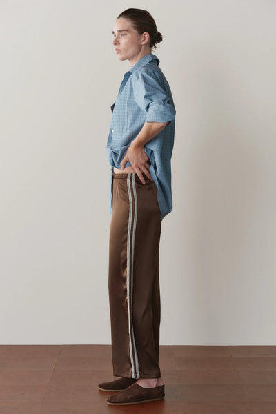 DONNI The Silk Lace Stripe Crop Pant ~ Espresso