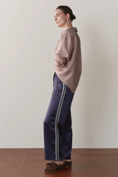 DONNI The Silk Lace Stripe Crop Pant ~ Navy