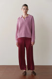 DONNI The Silk Stripe Crop Pant ~ Oxblood, Creme