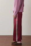 DONNI The Silk Stripe Crop Pant ~ Oxblood, Creme