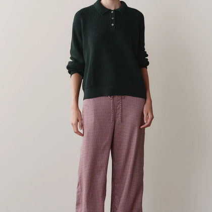DONNI The Tencel Plaid Tie Pant ~ Roz, Espresso Plaid