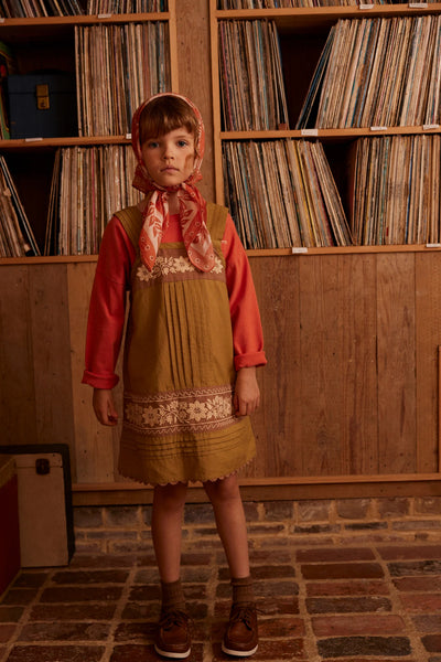 Apolina Vittoria Apron Shift Dress ~ Dried Moss