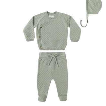 Quincy Mae Knit Wrap Top + Pant Set ~ Fern