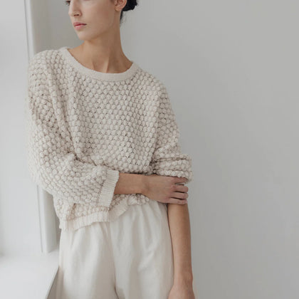 Wol Hide Textured Pullover: Bone