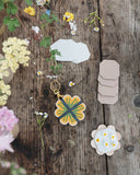 Studio Wald - UK Made - Keyring Flower Press - Greens & Yellows