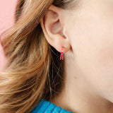 Pip Pop Post - Neon Heart Huggie Stud Earrings - Hypoallergenic, Flat Back: Pair
