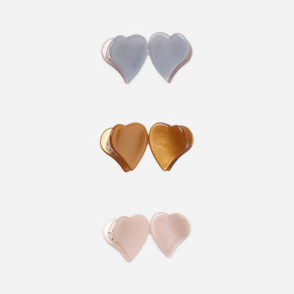 Rylee + Cru Heart Mini Clips Dusty Blue, Clay, Blush
