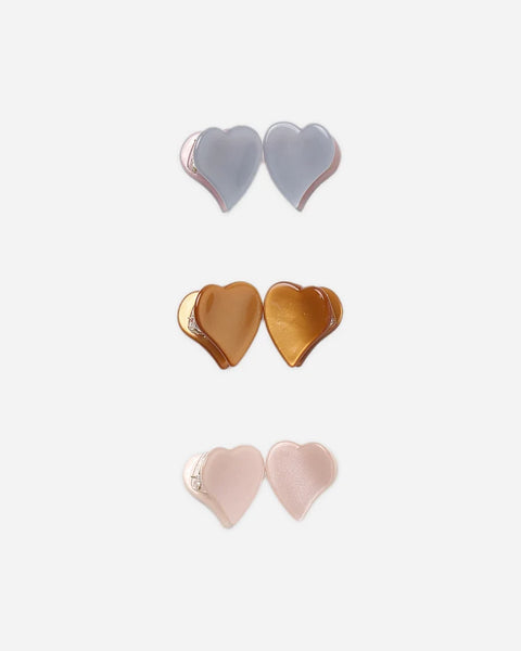 Rylee + Cru Heart Mini Clips Dusty Blue, Clay, Blush
