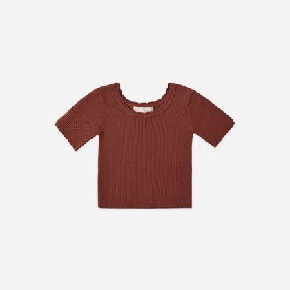 Rylee + Cru Scallop Tee Brick