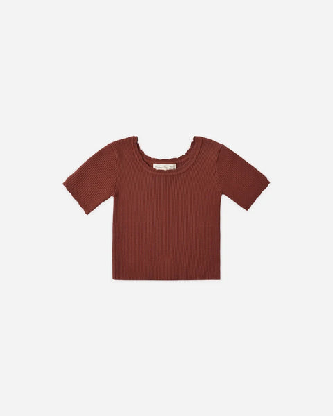 Rylee + Cru Scallop Tee Brick