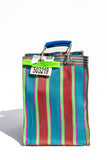 RECYCLED PLASTIC STRIPE BAG - Rectangle D30: Red x Blue